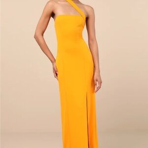 Lulu's Vibrant One-Shoulder Orange Dress